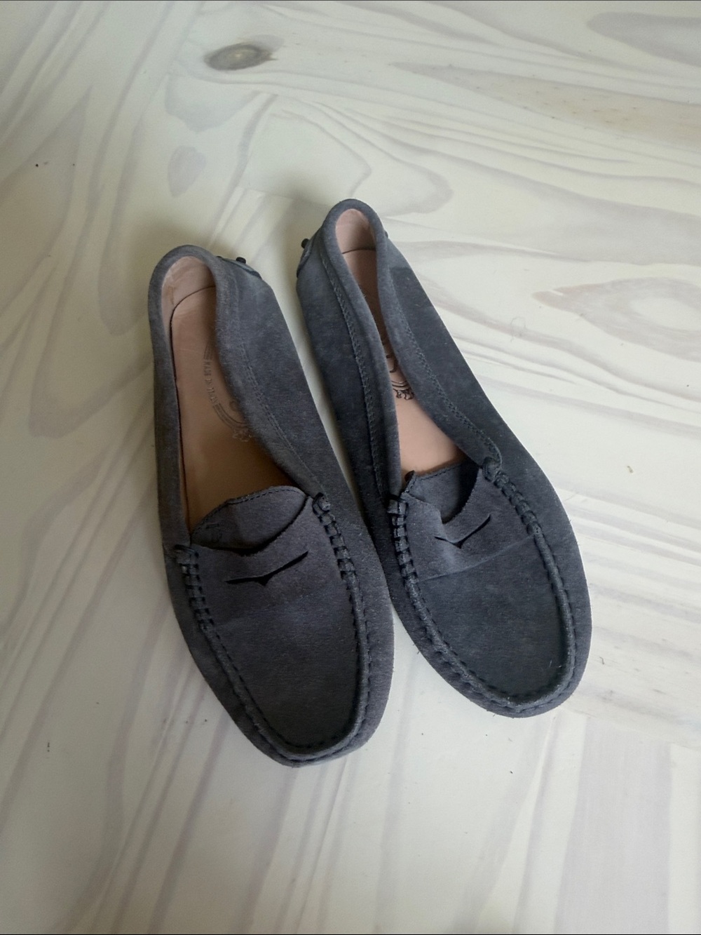 Tod's Gray Suede Penny Loafers - Women's Slip-On